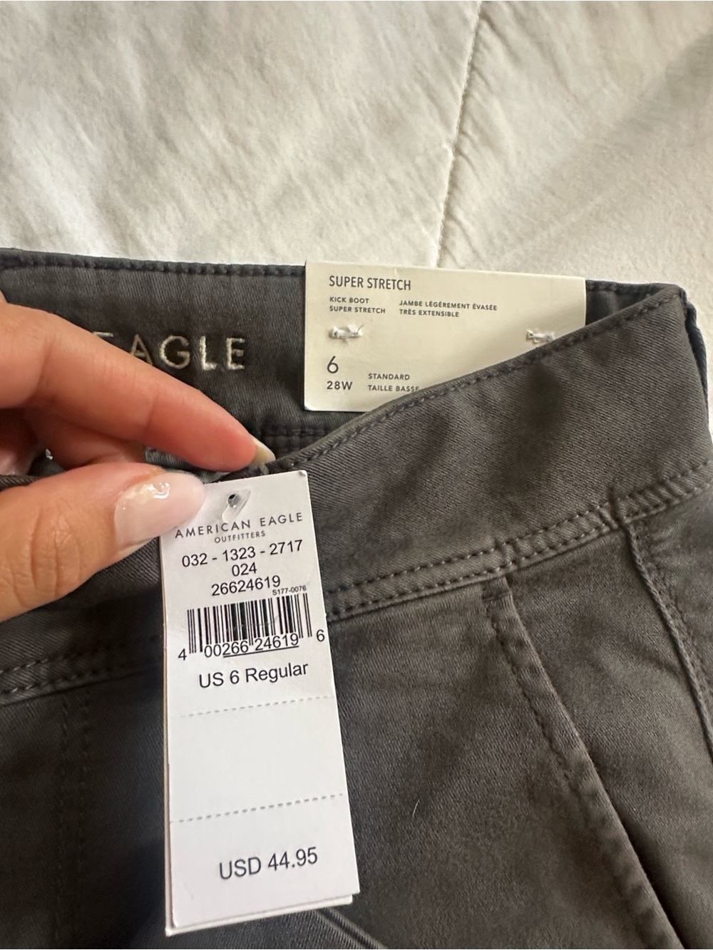 American Eagle kick boot low rise grey pants - Picture 3 of 4